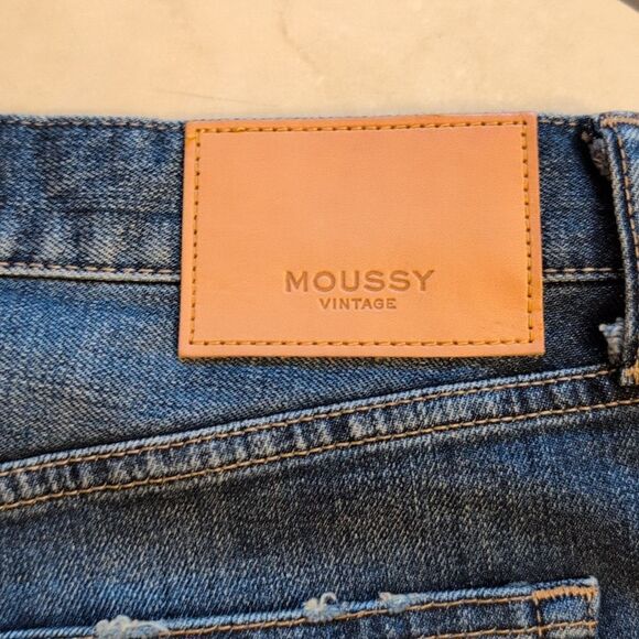 Moussy Vintage Otis Flare High Waisted Blue Denim Jeans Cropped Size 30 - Picture 12 of 14